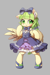 Size: 1042x1540 | Tagged: safe, artist:lordyanyu, oc, oc only, pony, bipedal, bow, bowtie, clothes, dress, hair bow, simple background, solo