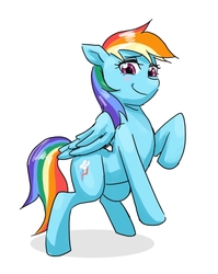 Size: 477x600 | Tagged: safe, artist:invisibleone11, rainbow dash, g4, backwards cutie mark, blushing, female, solo