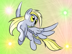 Size: 1447x1075 | Tagged: safe, artist:wieczornykac, derpy hooves, pegasus, pony, g4, female, flying, mare, solo