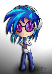 Size: 851x1200 | Tagged: safe, artist:deathaura40s, dj pon-3, vinyl scratch, human, g4, chibi, female, humanized, solo