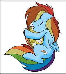 Size: 599x667 | Tagged: safe, artist:wieczornykac, rainbow dash, g4, eyes closed, female, fetal position, sleeping, solo