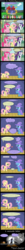 Size: 1231x12350 | Tagged: safe, artist:evil-dec0y, fluttershy, pinkie pie, rarity, trixie, butterfly, pony, unicorn, comic:trixie vs., g4, bipedal, comic, female, mare, misunderstanding