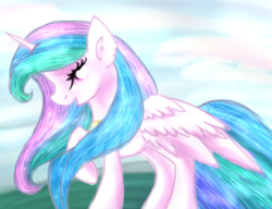 Size: 1300x1000 | Tagged: safe, artist:imelodyrsb, princess celestia, g4, ear fluff, female, raised hoof, solo