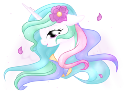 Size: 1800x1350 | Tagged: safe, artist:imelodyrsb, princess celestia, pony, g4, female, flower, flower in hair, mare, petals, simple background, solo, transparent background