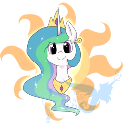 Size: 768x768 | Tagged: safe, artist:jisuppe, princess celestia, g4, cute, cutelestia, cutie mark background, female, looking at you, smiling, solo, watermark