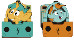 Size: 640x343 | Tagged: safe, snails, snips, g4, bill and ben, locomotive, ponified, thomas the tank engine, train