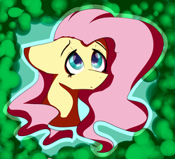 Size: 1737x1585 | Tagged: safe, artist:mararrios999, fluttershy, g4, abstract background, female, floppy ears, looking up, portrait, sad, solo