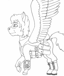 Size: 976x1156 | Tagged: safe, artist:konstantin-kholchev, pegasus, pony, fallout equestria, fallout equestria: the rovers, androgynous, female, mare, military, military uniform