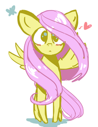 Size: 2550x3300 | Tagged: safe, artist:gabialicornprincess, fluttershy, g4, blushing, female, heart, high res, looking at you, simple background, solo, spread wings, standing
