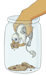Size: 701x1140 | Tagged: safe, artist:thekuto, oc, oc only, oc:der, griffon, cookie, food, micro, that griffon sure "der"s love cookies