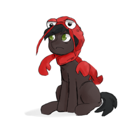 Size: 896x904 | Tagged: safe, oc, oc only, oc:lister, lobster, pony, pony town, clothes, dog fort, hat, lobster dad, solo