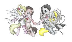 Size: 1024x604 | Tagged: safe, artist:islamilenaria, derpy hooves, doctor whooves, time turner, earth pony, pegasus, pony, ask discorded whooves, g4, bedeviled-derpy, chains, discord whooves, discorded, female, male, mare, ship:doctorderpy, shipping, straight