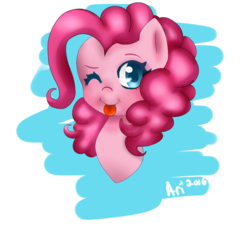 Size: 1000x1000 | Tagged: safe, pinkie pie, pony, g4, female, looking at you, one eye closed, portrait, solo, wink