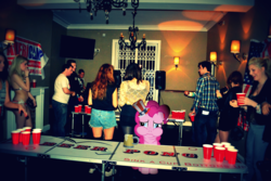 Size: 4000x2667 | Tagged: safe, artist:barbra, pinkie pie, g4, 4th of july, beer pong, irl, party, photo, ponies in real life