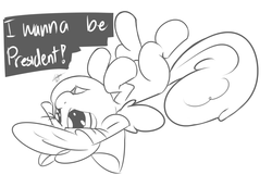 Size: 3300x2121 | Tagged: safe, artist:leadhooves, apple bloom, friendship is witchcraft, g4, female, floppy ears, lineart, monochrome, president, solo