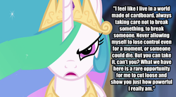 Size: 547x301 | Tagged: safe, edit, edited screencap, screencap, princess celestia, a canterlot wedding, g4, image macro, justice league, justice league unlimited, meme, quote, supelestia, superman, world of cardboard