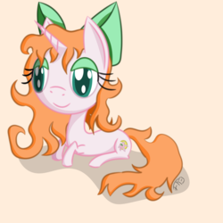 Size: 1024x1024 | Tagged: safe, artist:deathaura40s, oc, oc only, oc:stargazer lily, hair bow, prone, solo