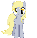 Size: 128x133 | Tagged: safe, artist:onil innarin, derpibooru exclusive, derpy hooves, pegasus, pony, animated, c:, cute, female, looking at you, mare, pixel art, simple background, solo, transparent background