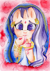 Size: 752x1063 | Tagged: safe, artist:obscuresaku, saffron masala, g4, spice up your life, female, solo, traditional art, watercolor painting, watermark