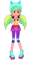 Size: 1800x3500 | Tagged: safe, artist:mixiepie, lemon zest, equestria girls, g4, my little pony equestria girls: friendship games, alternate universe, clothes, clothes swap, elbow pads, female, roller skates, simple background, solo, speed skating, transparent background, vector