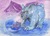 Size: 2338x1701 | Tagged: safe, artist:scribblepwn3, twilight sparkle, bear, pony, unicorn, ursa, ursa minor, g4, my little pony: friendship is magic, season 1, magic, music notes, pen drawing, traditional art, watercolor painting