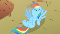 Size: 1280x720 | Tagged: safe, screencap, rainbow dash, pony, g4, over a barrel, female, mare, misleading thumbnail, not what it looks like, out of context, solo