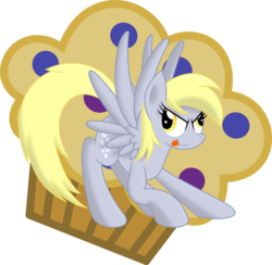 Size: 6260x6117 | Tagged: safe, artist:mysteriouskaos, derpy hooves, pegasus, pony, g4, absurd resolution, female, food, giant muffin, mare, muffin, solo, tongue out