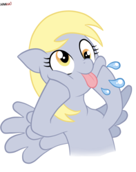 Size: 1500x1900 | Tagged: safe, artist:aldharoku, derpy hooves, pegasus, pony, g4, :p, bust, cheek squish, cute, female, mare, silly, silly pony, solo, squishy cheeks, tongue out, wings