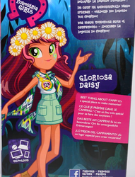 Size: 821x1075 | Tagged: safe, gloriosa daisy, equestria girls, g4, my little pony equestria girls: legend of everfree, official, boho, box art, camp fashion show outfit, clothes, doll, equestria girls logo, female, french, german, outfit, promotional art, solo, spanish, toy