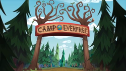 Size: 1334x750 | Tagged: source needed, useless source url, safe, screencap, equestria girls, g4, my little pony equestria girls: legend of everfree, official, camp everfree, entrance, scenery