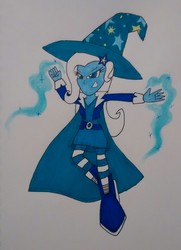 Size: 1425x1973 | Tagged: safe, artist:artking3000, trixie, equestria girls, g4, magic, traditional art, trixie's hat