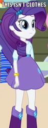 Size: 184x487 | Tagged: safe, edit, rarity, equestria girls, g4, cropped, image macro, meme, not clothes, text edit, thousand yard stare