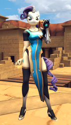 Size: 1080x1920 | Tagged: safe, artist:gbrushandpaint, rarity, anthro, plantigrade anthro, g4, 3d, crossover, female, overwatch, solo, source filmmaker, symmetra