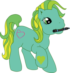Size: 1563x1620 | Tagged: safe, artist:multiponi, oc, oc only, pony, g3, marker, mouth hold, solo