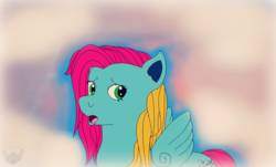 Size: 928x562 | Tagged: safe, artist:stitchlovergirl96, thistle whistle, g3, female, solo, that pony sure does fear clouds