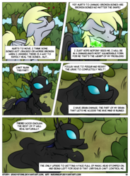 Size: 1400x1900 | Tagged: safe, artist:moemneop, derpy hooves, changeling, pegasus, pony, comic:shifting changelings lies and truths, g4, comic, female, mare, melting, solo