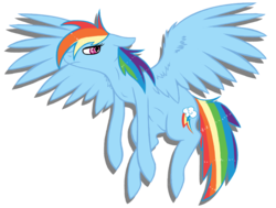 Size: 830x628 | Tagged: safe, artist:xxinfamouswormxx, rainbow dash, g4, annoyed, female, flying, solo