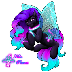 Size: 700x700 | Tagged: safe, artist:clemikou, oc, oc only, oc:neon princess, g3, blue wings, butterfly wings, solo, sparkly wings