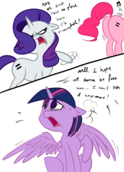 Size: 2480x3425 | Tagged: safe, artist:theponybox696, color edit, edit, pinkie pie, rarity, twilight sparkle, alicorn, pony, comic:the cutie pee, g4, the cutie map, butt, colored, covering crotch, desperation, equal cutie mark, full bladder, high res, need to pee, omorashi, plot, potty dance, potty emergency, potty time, trotting in place, twilight sparkle (alicorn)