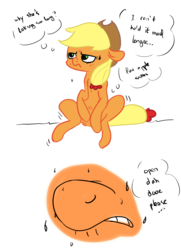 Size: 2480x3425 | Tagged: safe, artist:theponybox696, color edit, edit, applejack, comic:the cutie pee, g4, the cutie map, colored, desperation, full bladder, high res, need to pee, omorashi, potty dance, potty emergency, potty time, shaking, trotting in place