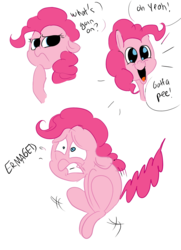 Size: 2480x3425 | Tagged: safe, artist:theponybox696, color edit, edit, pinkie pie, comic:the cutie pee, g4, the cutie map, colored, covering crotch, desperation, high res, hooves between legs, need to pee, omorashi, potty time