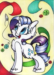 Size: 2031x2855 | Tagged: safe, artist:cutepencilcase, rarity, g4, female, high res, open mouth, solo, traditional art