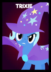 Size: 225x315 | Tagged: safe, artist:wingbeatpony, trixie, pony, unicorn, g4, .svg available, card game, female, mare, one night in ponyville, solo, svg, text, trixie's hat, vector