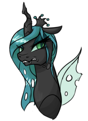 Size: 5662x7748 | Tagged: safe, artist:ryuokowolf, queen chrysalis, changeling, changeling queen, g4, absurd resolution, bust, colored pupils, crown, female, jewelry, regalia, solo