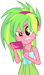 Size: 389x664 | Tagged: safe, artist:sparx24488, artist:xebck, lemon zest, equestria girls, g4, clothes, clothes swap, female, nightgown, pajamas, phone, simple background, solo, transparent background, vector