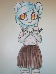 Size: 768x1024 | Tagged: safe, artist:aphphphphp, lyra heartstrings, anthro, g4, female, heart eyes, solo, traditional art, wingding eyes