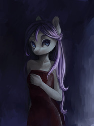Size: 1280x1707 | Tagged: safe, artist:aphphphphp, oc, oc only, anthro, alternate hairstyle, clothes, dress, piercing, solo