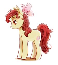 Size: 915x1024 | Tagged: safe, artist:aphphphphp, apple bloom, earth pony, pony, g4, bow, female, filly, hair bow, solo