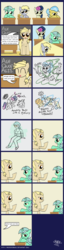 Size: 1191x4659 | Tagged: safe, artist:professorbasil, bon bon, derpy hooves, doctor fauna, lyra heartstrings, sweetie drops, oc, pegasus, pony, g4, animal, comic, drawing, female, food, future, house, humie, mare, muffin, picture, vet, when i grow up