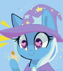Size: 720x823 | Tagged: safe, artist:leone di cielo, edit, trixie, pony, unicorn, g4, crackers, cute, female, food, heart eyes, mare, peanut butter, peanut butter crackers, smiling, solo, trixie's hat, wingding eyes